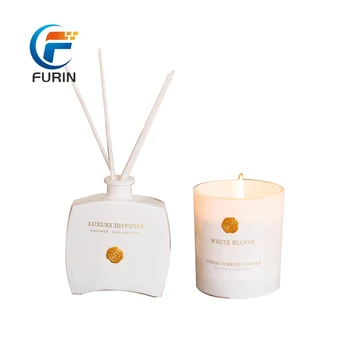 High Quality Soy Wax Flora and Fruit Fragrance Gift Package Reed Diffuser With Scented Candles Luxury