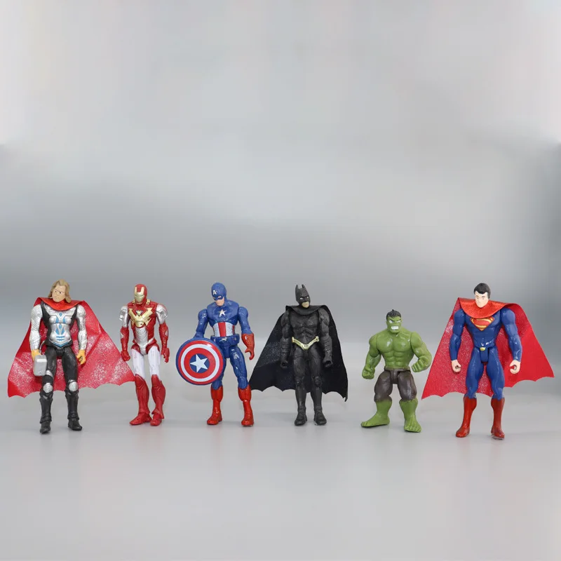 6pcs Marvel Avengers Thor Iron Man Spider-man Figurines d'action Poupée  Enfants Jouets Modèle Cadeau