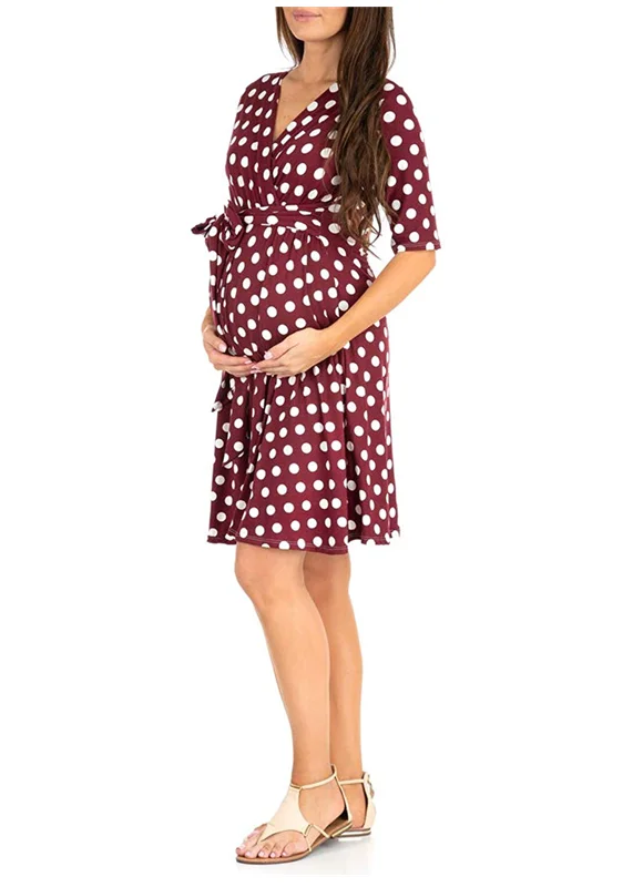 red and white polka dot maternity dress 17 Fall Maternity Dresses You Can Wear During Pregnancy & Beyond