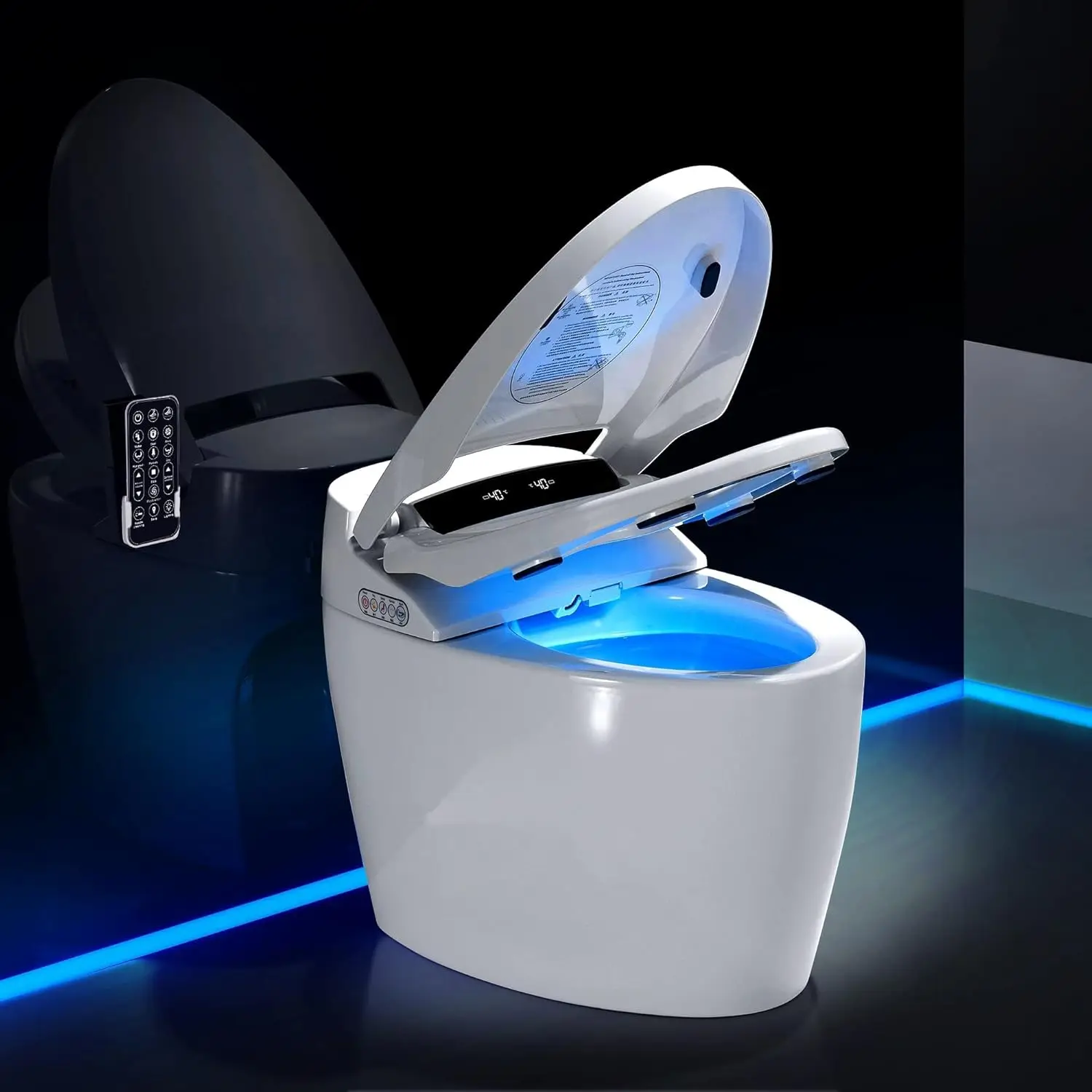 TikTok Smart Bidet Toilet with Warm Water Sprayer Dryer for Bathrooms Square Bowl Tankless LED Display