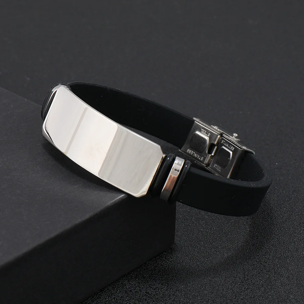Spot Custom Logo Soft Silicone  Adjustable Basketball Bracelet Stainless Steel Engrave Name Phone Number for Women Men Jewelry