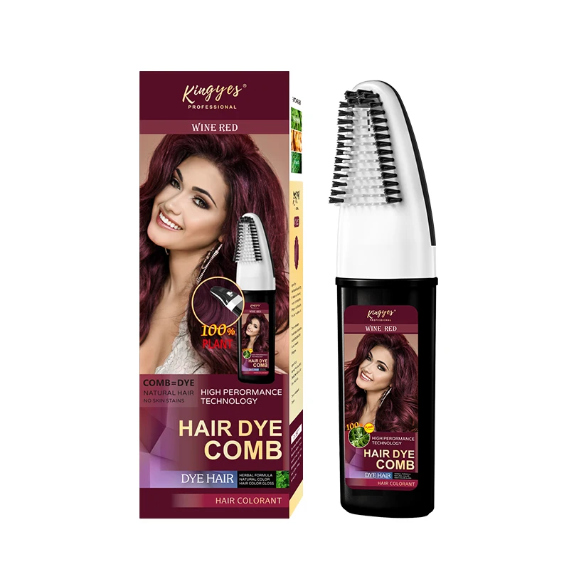 KINGYES Private Label 2 in 1 Professional Permanent Hair Dye Shampoo Natural Black Hair Dye Color Cream With Comb