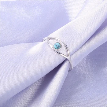 New Design Blue Opal Ring Fashion Jewelry Women Silver Color Turquoise Rings