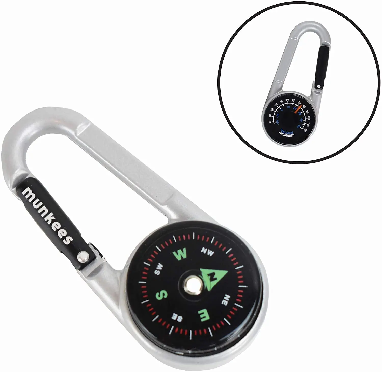 ball compass and thermometer carabiner hiking