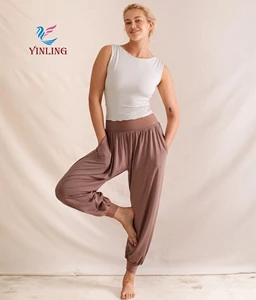 New Product Women Cuff Ankle Cotton Pants Fashion Casual Wear Breathable Comfortable Knitted Plain Color Jogger Pants Yoga Sets