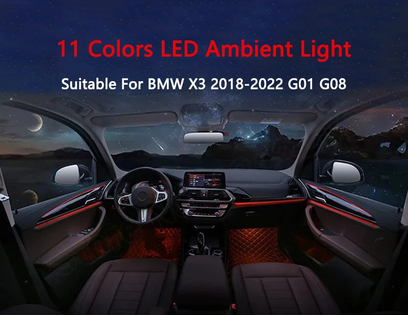 11 Colors LED Ambient Light Interior Atmosphere Lamp for BMW X3 18