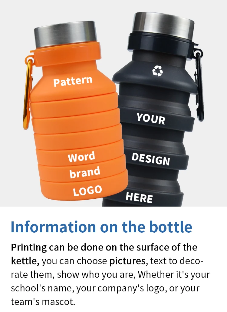 Customized Logo Bpa Free Silicone Collapsible Travel Water Bottle