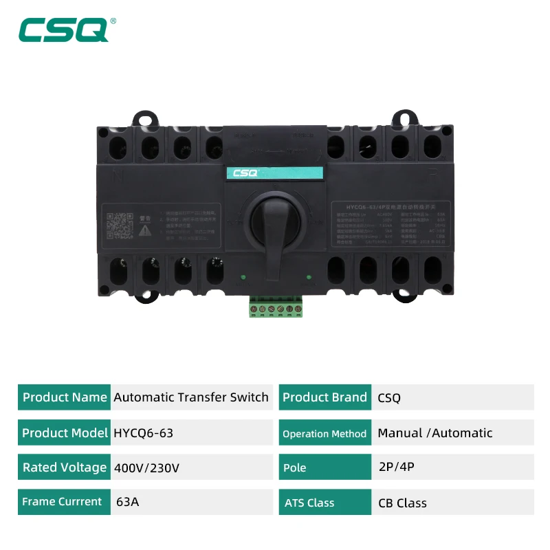 63A Dual Power Automatic Changeover Switch 32A Transfer Automatic Switch 60A ATS Home Use Mini ATSE AC220V 60a Switch