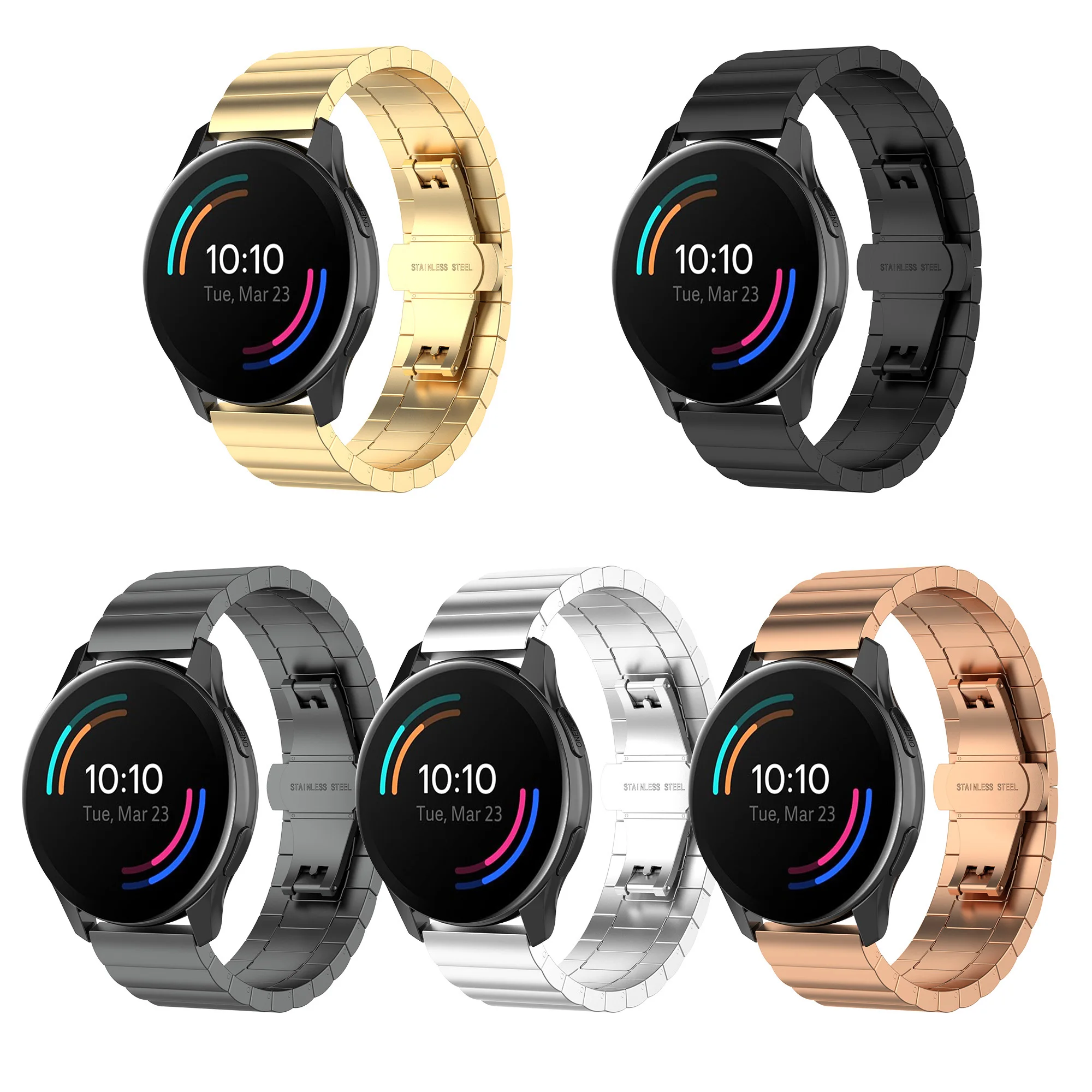 New Arrival 22mm Stainless Steel One Beads Watch Band for Yamay SW022/One  Plus Watch/Imilab KW66/Ticwatch GTX/CXB01/Xiaomi Haylo