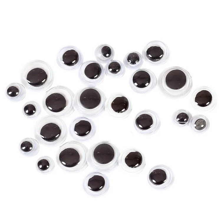 Оптовая продажа 1 пакет ручной работы поделки куклы игрушки аксессуары самоклеящиеся пластиковые черно-белые круглые движущиеся очки