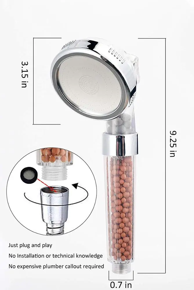 3 Models Filtered Handheld Shower Head Ionic Shower Head