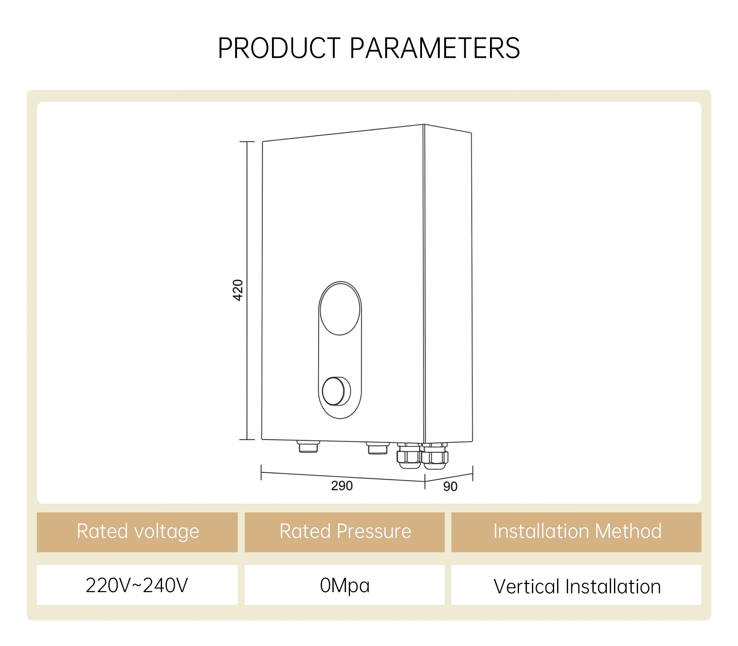 Customized 27KW 240V Metal LED Digital Display Instant Electric Water Heater for Home Commercial Use supplier