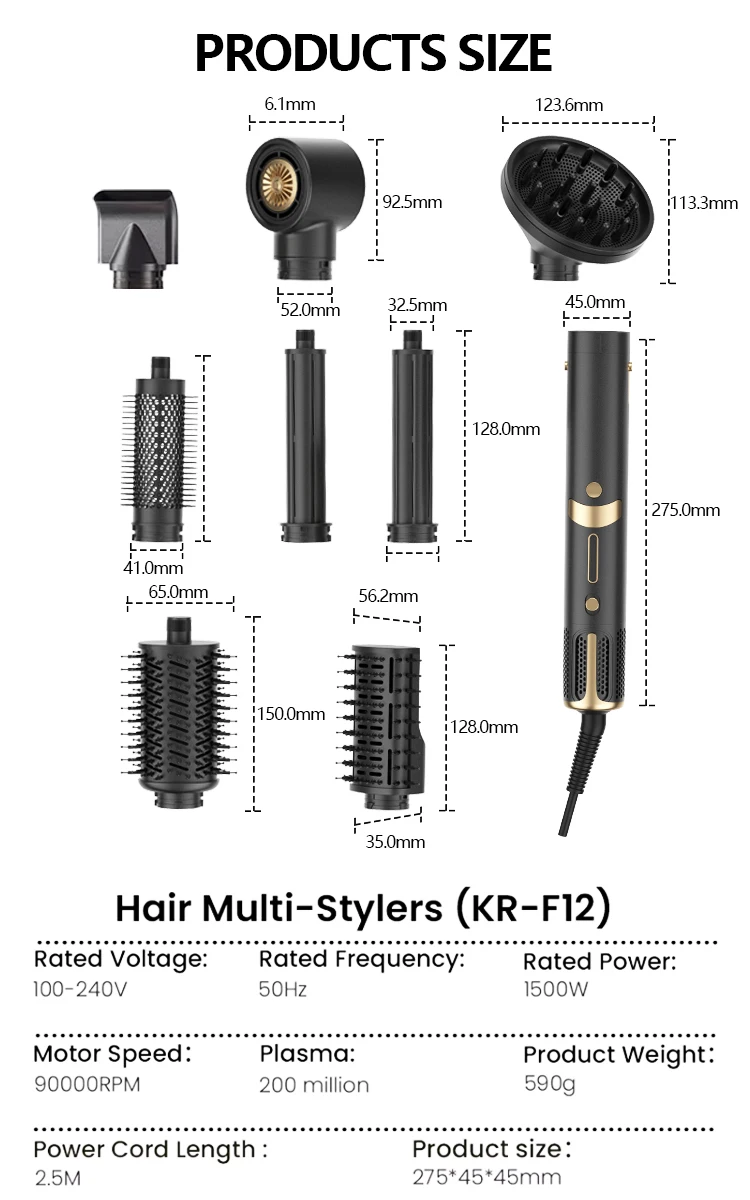 Zex High Speed  8 in 1 Multi Styler Automatic Hair Curler One Step Hair Dryer Brush Hot Air Styler & Curling Iron supplier