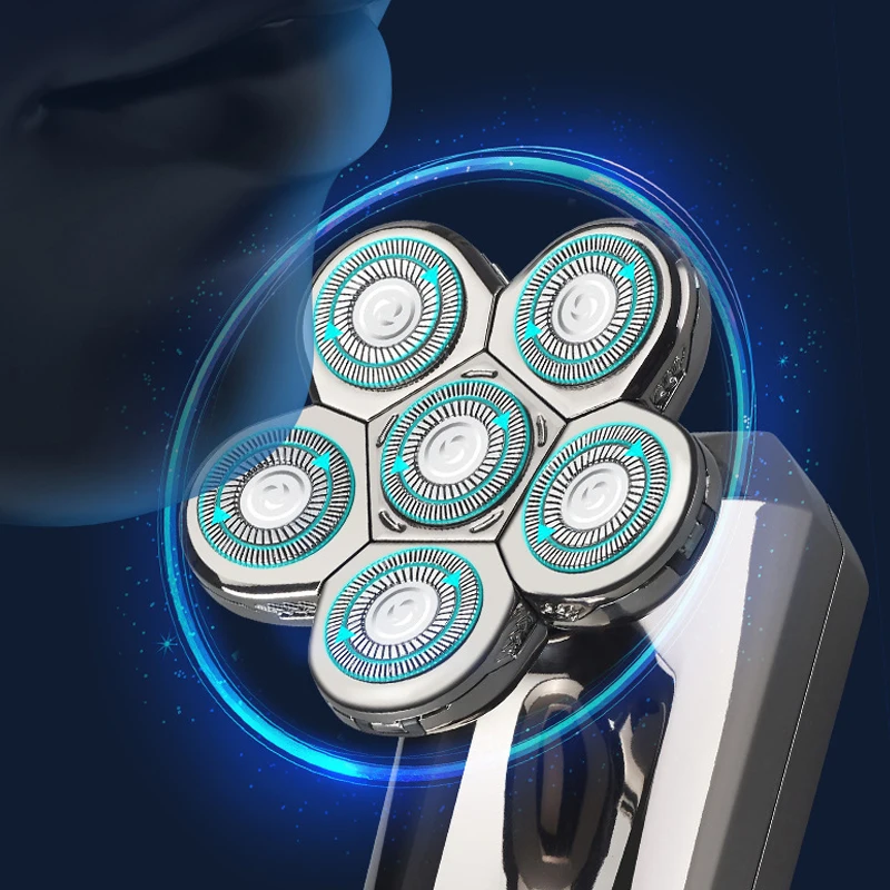 USB Rechargeable Electric Shaver Trimmer Bald Razor Six Blade for Household RV Use Intelligence Beard Shaver for Hotel supplier