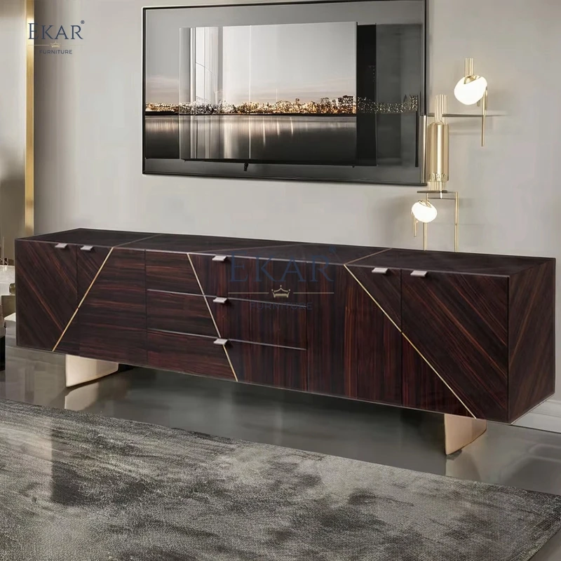 product modern luxury tv cabinet wood veneer elegant storage solution living bedroom apartment home warehouse hospital tv stand table-59