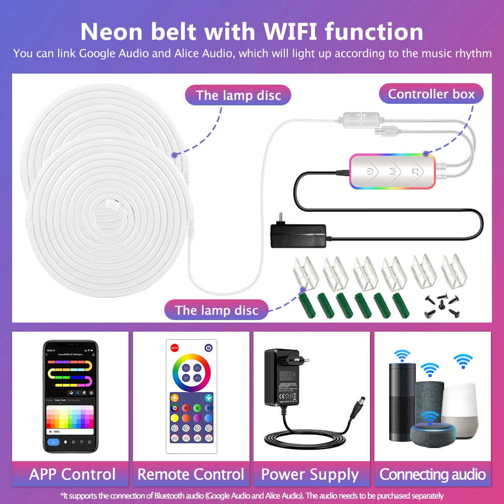Tuya Rope Led 12V RGBIC LED Neon LED Strip Rope Light With Music Sync Tuya Smart APP ...