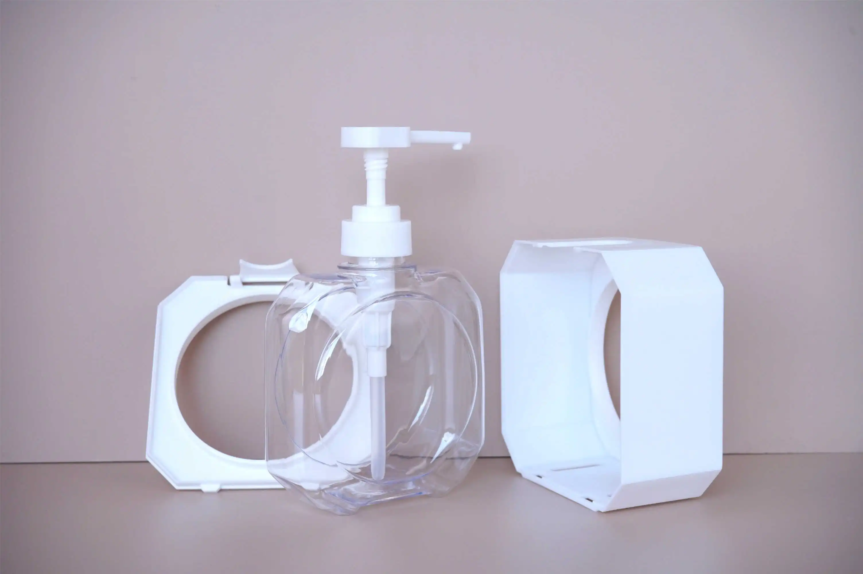 New Design Empty Square White and Pink 300 500ml Shampoo Shower Gel Lotion Pump Bottle  Can Be Custom Printing LOGO