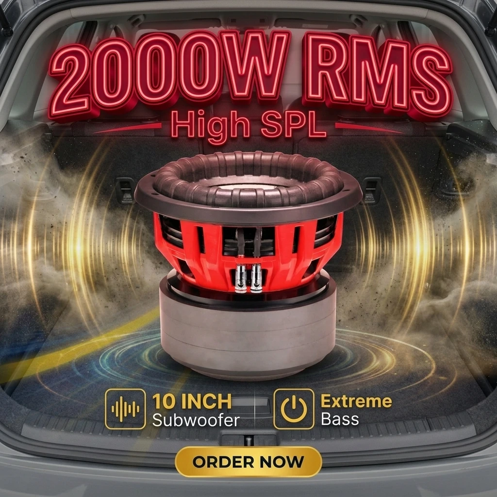 controlador de subwoofer de alta potencia de 10 pulgadas, 2000 W RMS, imán de gran potencia, bobina de voz de 4 pulgadas, frecuencia más baja alcanzable de 36 Hz, ideal para proyectos DIY compactos, baja distorsión, alta durabilidad y competiciones