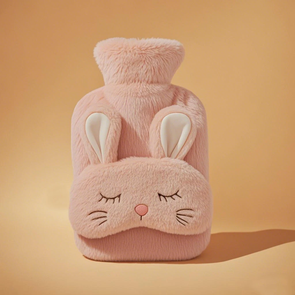 New Design Body Hand Warmer Rubber Hot Water Bottle Bag Cute Cover with Eye Mask Gift Set