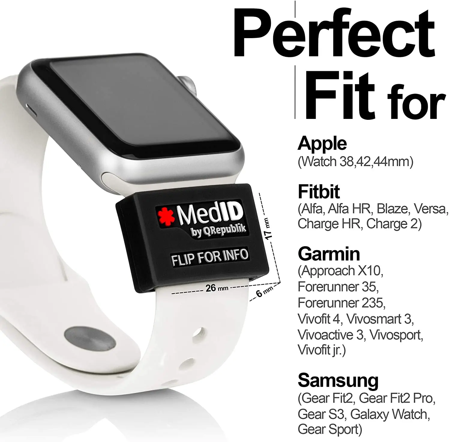 Silicone Bracelet Sleeve ID Tag for Men & Women Fits Apple Watch ...