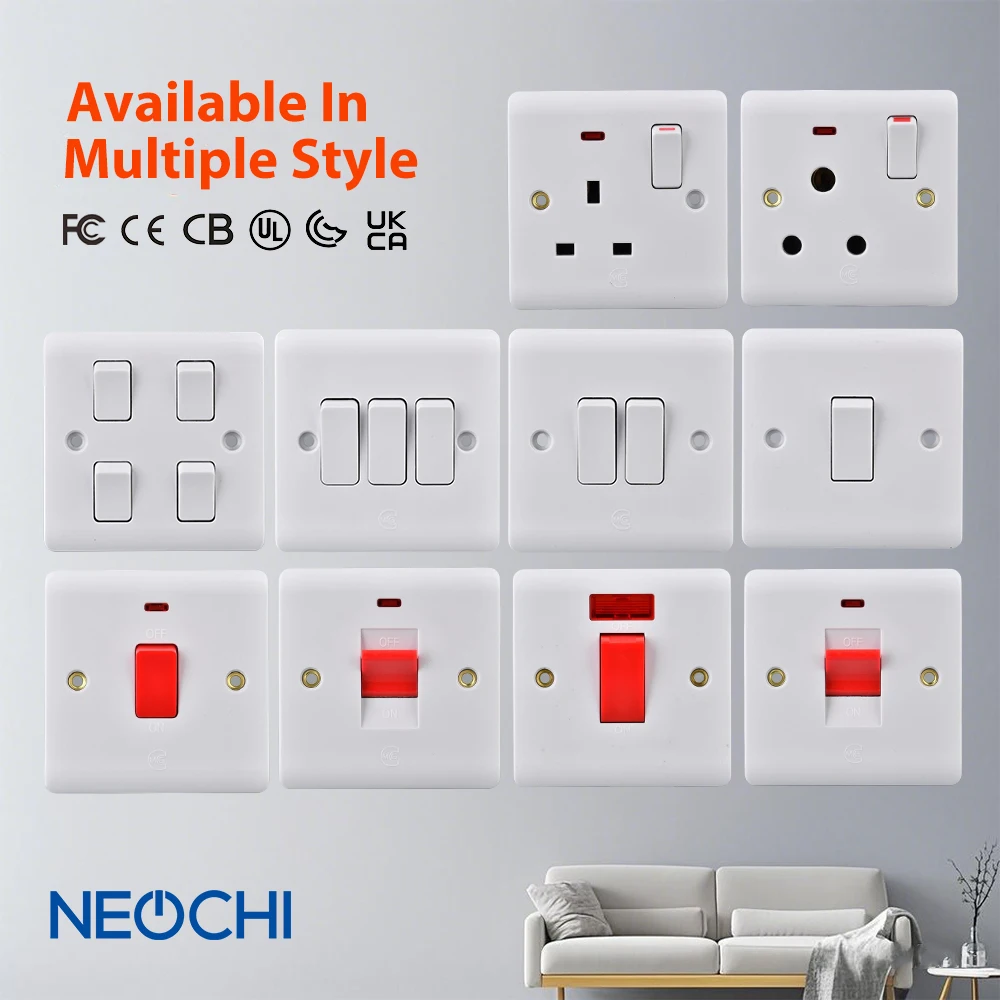 Factory Sales Simple White Fireproof Safe Market Wall Switch Socket for Home Office Hotel Use