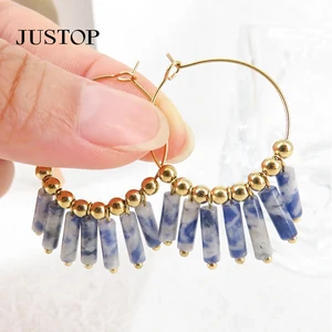 Native Style Jewelry Drop Earrings Gold Stainless Steel Handmade Beaded Statement Fringe Pendant Women Custom Trendy BSCI