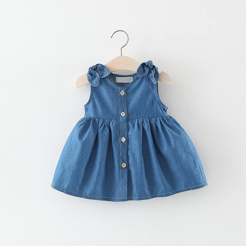 Summer Newborn Baby Boys Girls Clothing Cotton Sleeveless Denim Princess  Party Dress Clothes Infant Toddler