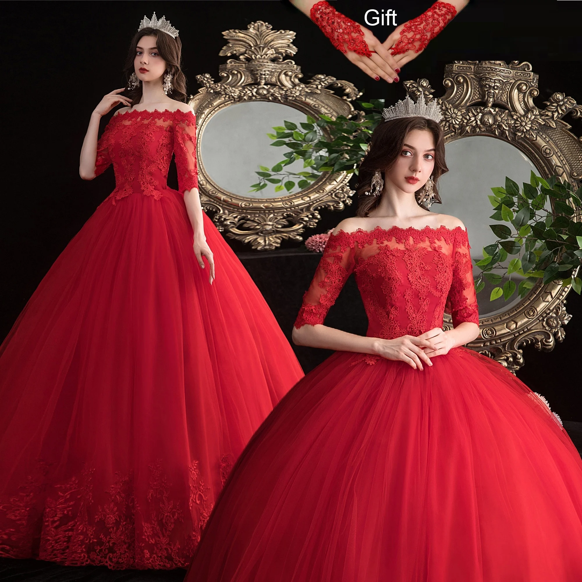 boat neck ball gown