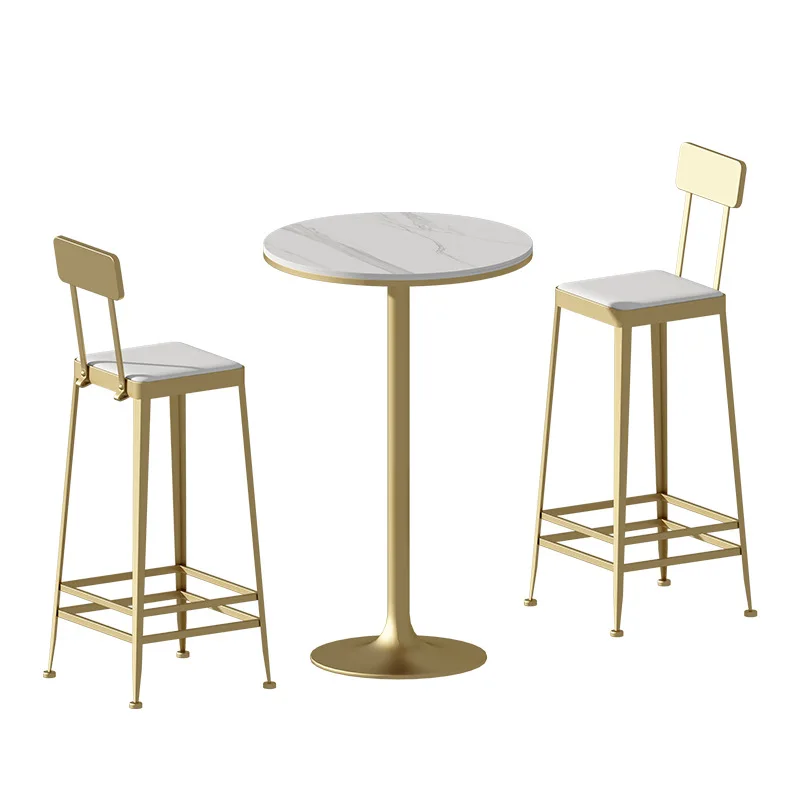 Customizable Commercial Modern Small Round Marble Top Bar Height Table