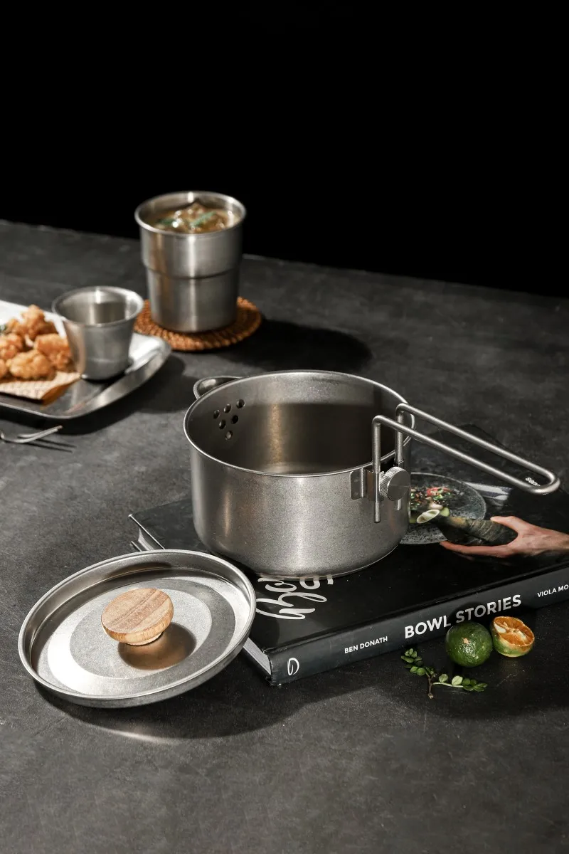 Creative Special Design Portable 800ml Upgrade Quality 1.2L Stainless Steel 304 Handle Foldable Folding Kettle Pot Water Kettles