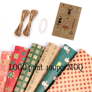 Factory Direct Christmas Gift Wrapping Paper Retro Double-Sided Paper for Photo Frame New Year's Gift Idea