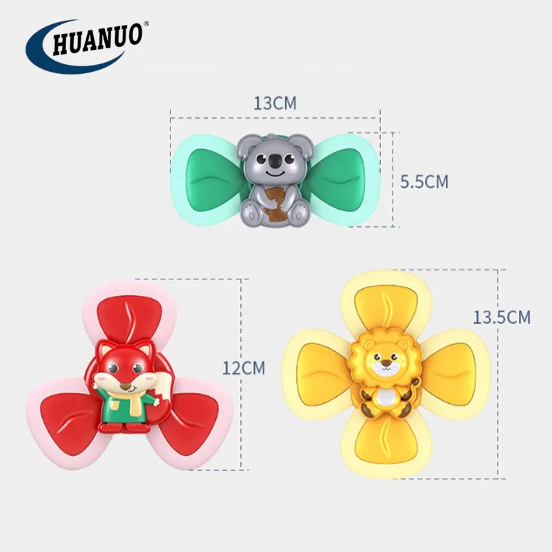Toupie à Ventouse 3 Animaux – Abeille, Papillon, Coccinelle – Jouet Sensoriel Pour Bébé, Bain Ou Voyage