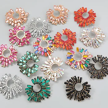 Exaggerated Big Large Rhinestone Sunflower Earrings For Women 2022 Fashion Diamond Stud Earrings Jewelry