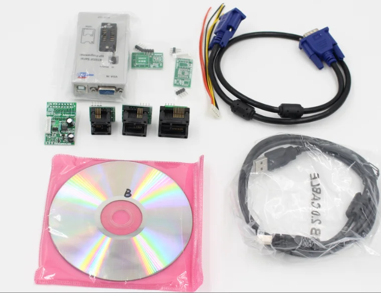 RT809F Integrated Circuit Programmer with +7 Adapters SOP16 SOP20 IC Clip Motherboard Reader LCD BIOS ISP/ USB/ VGA