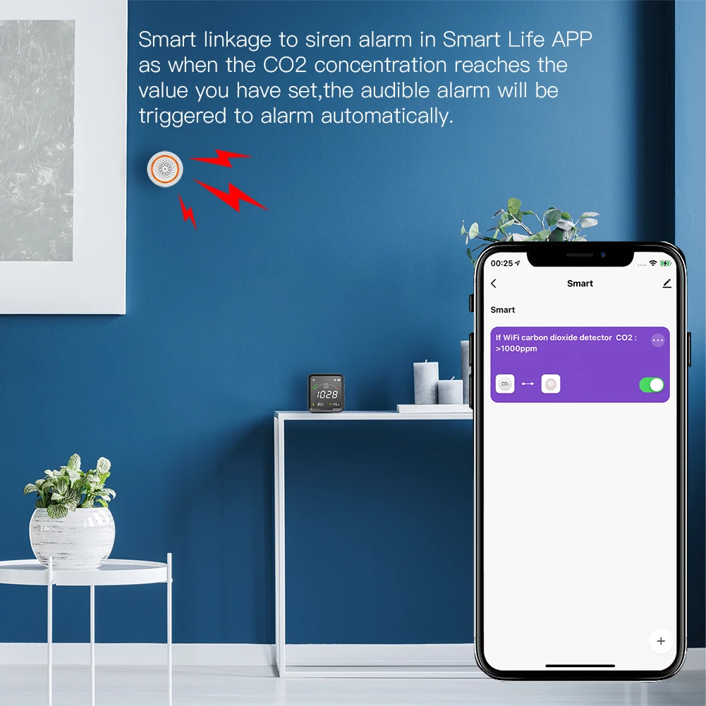 Wifi Tuya Smart Co2 Detector 3 In 1 Carbon Dioxide Detector Air Quality ...