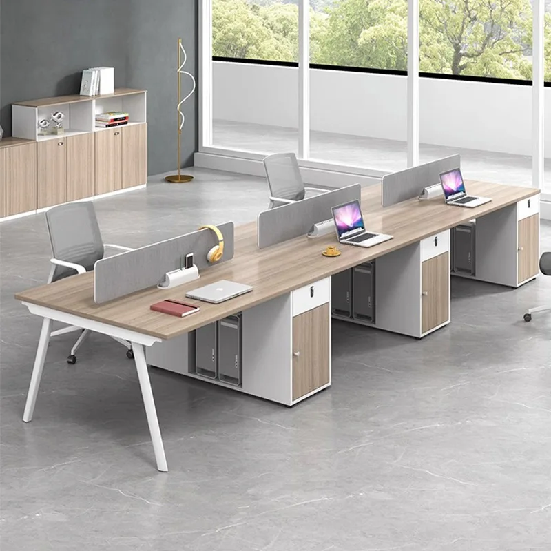 Modular Officeworks Table 1.4 Meter Steel Frame Wood Tabletop Modern