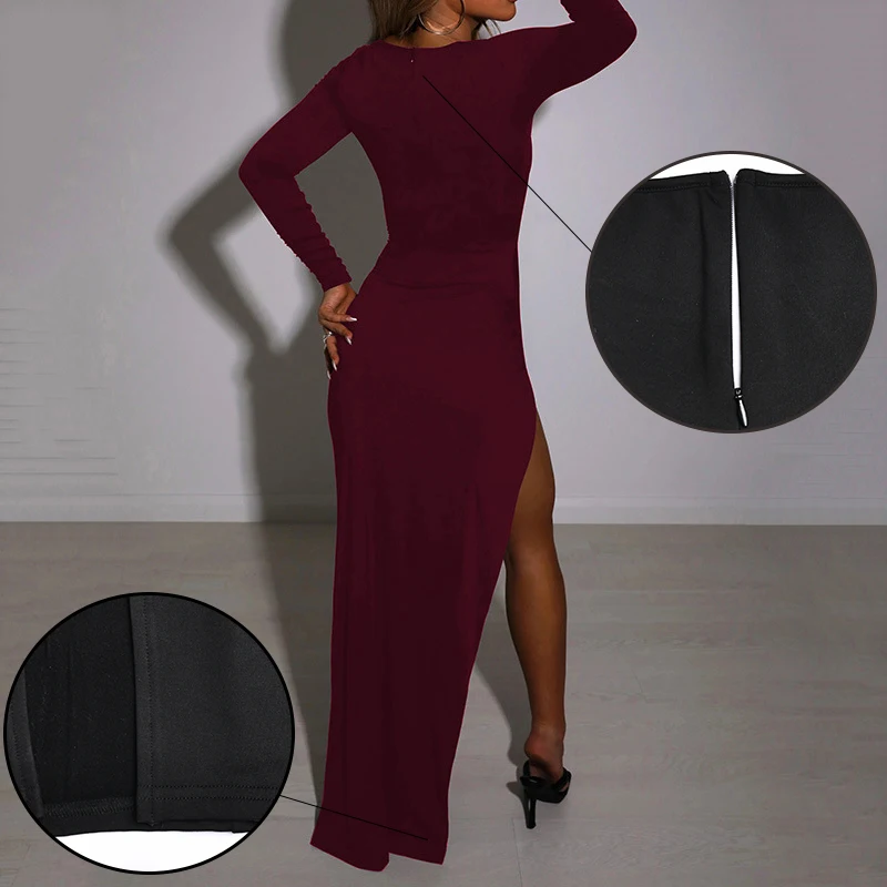 casual high slit maxi dress Double-Slit Maxi Dress with Straps