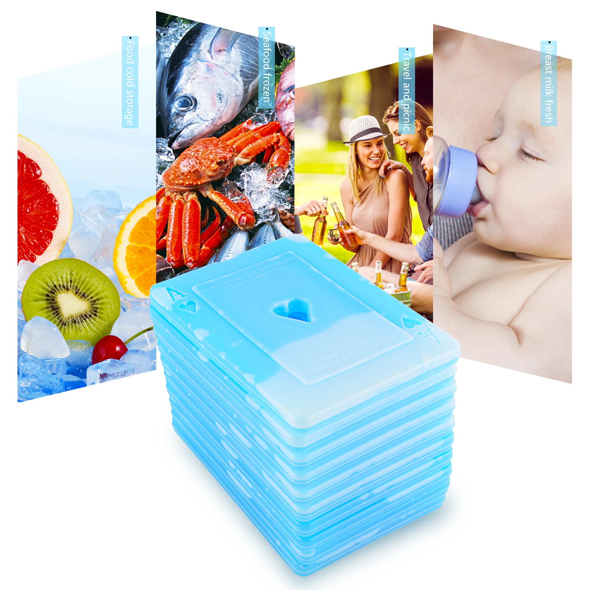 Бесплатная доставка 6 наборов льда для ланч-бокса и охладителя, многоразовые и долговечные пакеты с морозильной камерой для ланча или охлаждающей сумки