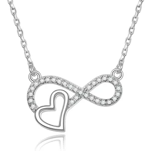 POLIVA Initial With Heart 925 Sterling Silver Zircon Fashion Necklace  for Women 18K Gold Plated Necklace