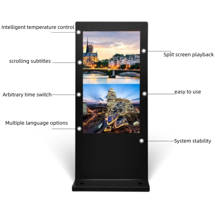 Kiosk LCD Advertising Screen IP65 Floor Standing Outdoor Advertising Display