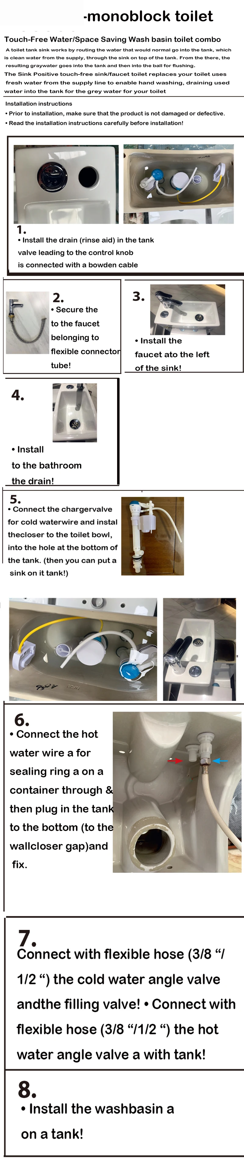 Tanque Doble Japonés Para Wc,Lavabo Inteligente Para Baño,Inodoro Gris