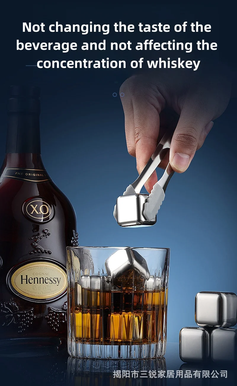product custom no dilution reusable drink cooler stainless steel whiskey stones ice cubes set with luxury gift box for scotch  bourbon-2