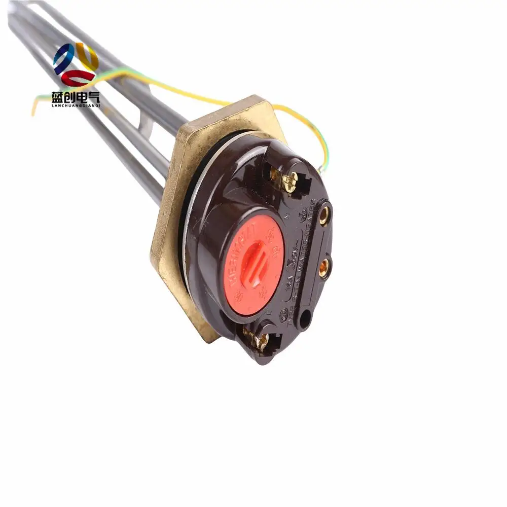 Factory Made Customize 12v 24v Brass Electric Heating element With Thermostat for Solar Water Heater
