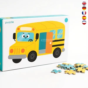 CE CPC EN71 Certificate Mini Rompecabezas School Bus Pattern Custom Made Jigsaw Puzzle for Kids