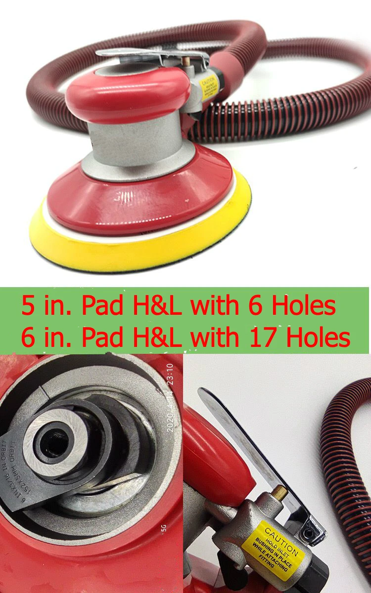TY71136B низкая вибрация 6 дюймов. Случайная орбитальная воздушная шлифовальная машина H & L с 17 отверстиями Встроенный Регулятор воздуха для регулировки скорости инструмента