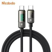 Mcdodo 361 Auto Power Off Digital Display Transparent USB C to USB C Cable 3.9/5.9ft PD 100W With E-mark Laptop Charger Cable