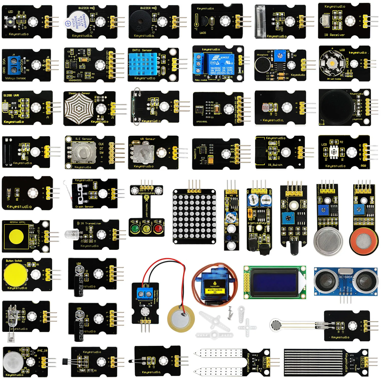 Keyestudio 48 in 1 Sensor Starter Kit With Gift Box Electronic Component Kit for Arduino DIY Projects (48pcs Sensors)