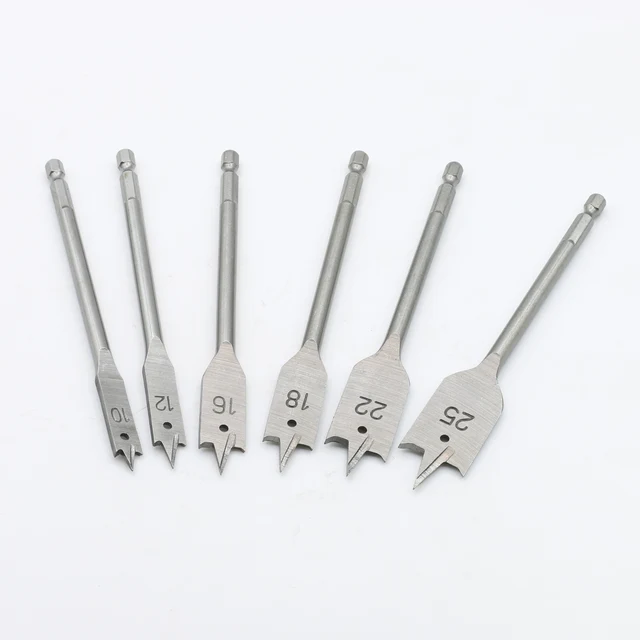 Hex Shank Woodworking Spade Drill Bit Set Flat 10-25mm Wood Drill Bits Manufacturing Factory
