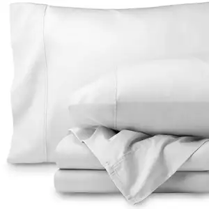 KOSMOS Solid Color 3 Pcs Soft Breathable 1800 White Brushed Microfiber Flat Sheet Bed Sheet Set