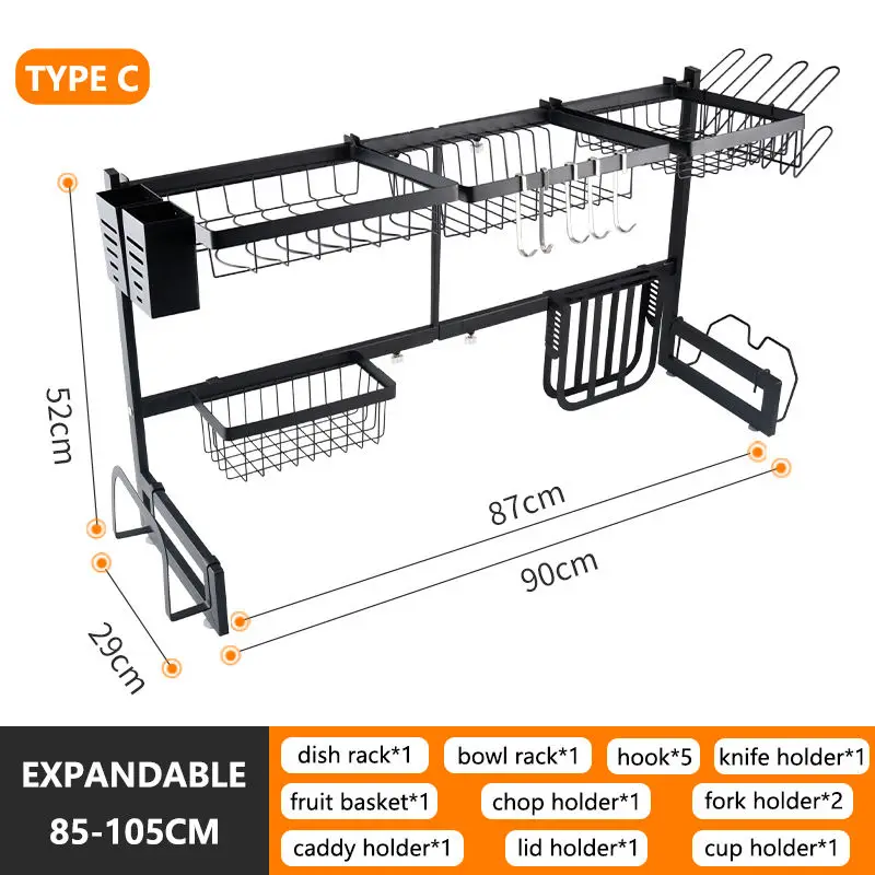 Expandable Adjustable 2 Tier Stainless Steel Metal Kitchen Storage Organizer Shelf Over The Sink Dish Rack manufacture